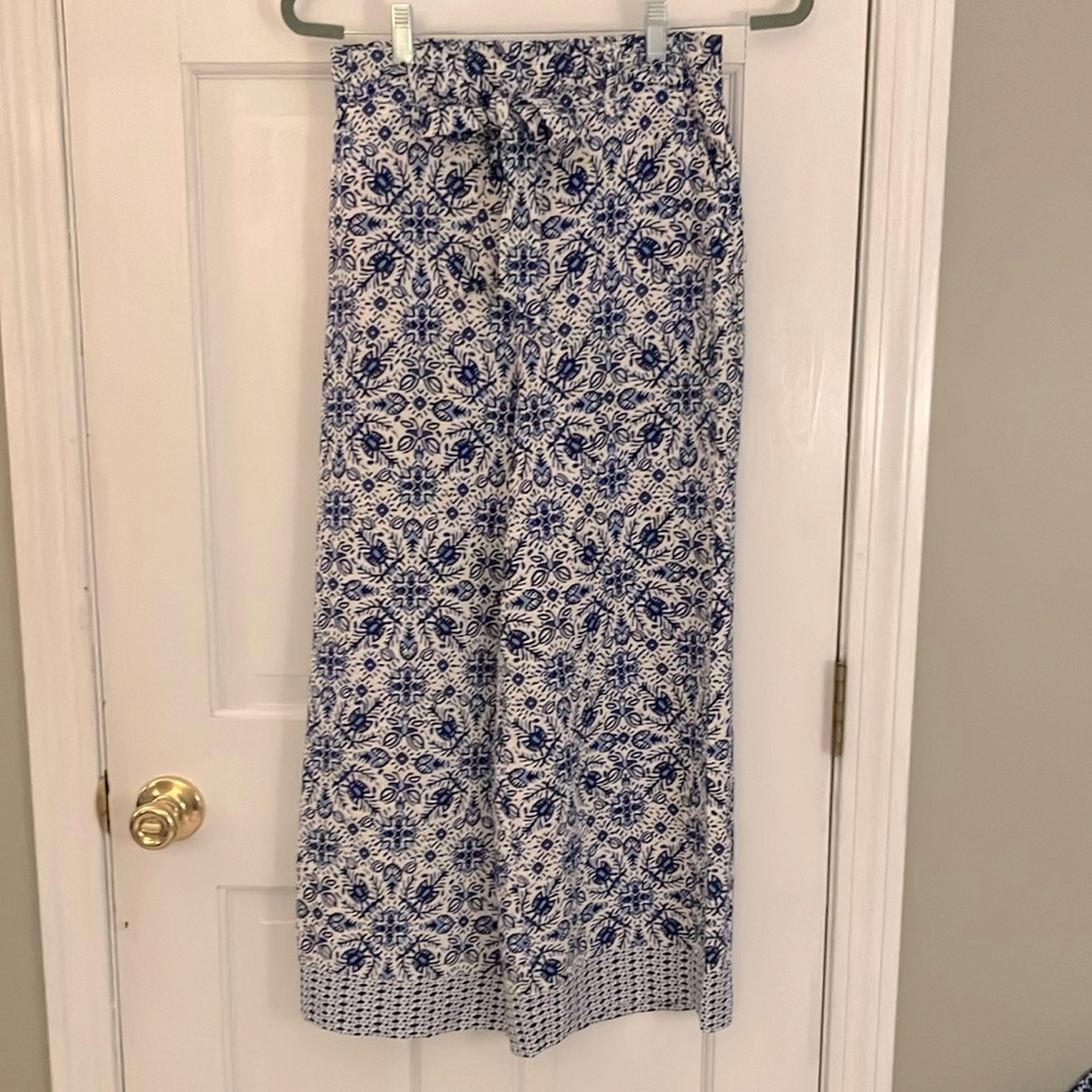 Joie linen blend palazzo wide leg belted pants pockets boho EUC 2